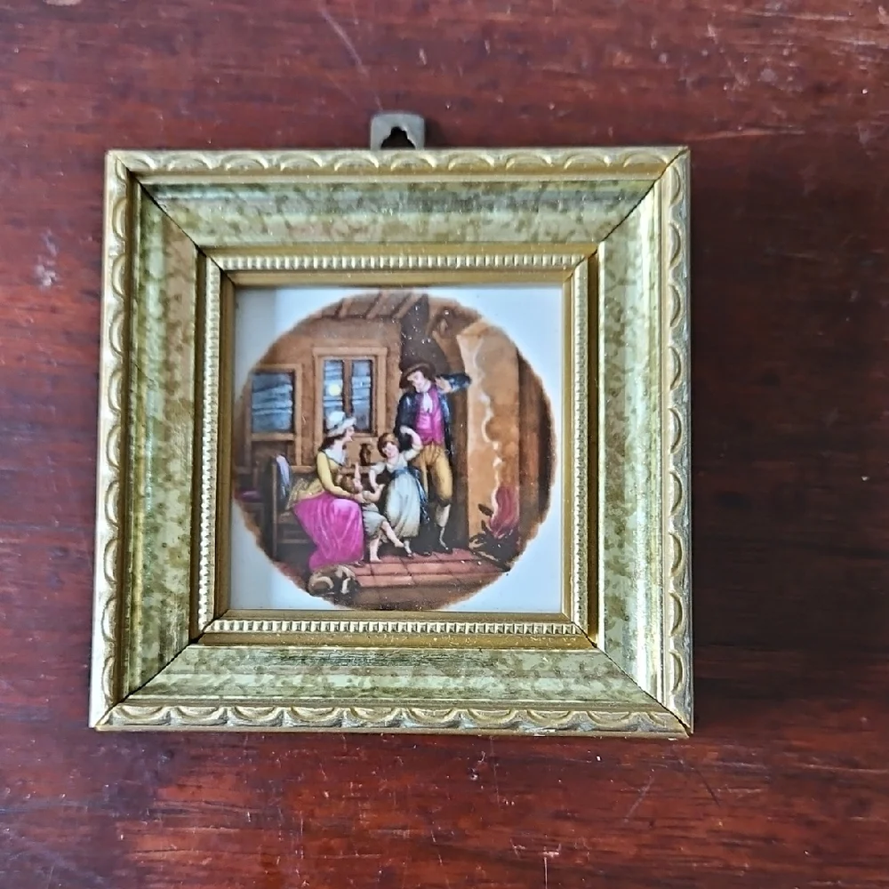 Vintage Enamel On Copper Couple By PG Cooper England Minature
